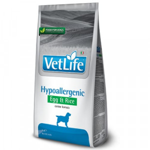 VET LIFE DOG HYPOALLERGENIC EGG sausā barība suņiem Pārtikas alerģijas 12kg
